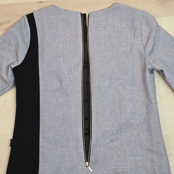 Nemnew Crew neck gray 3/4 sleeve career midi dress Embroidered flower size 6 - Picture 10 of 14